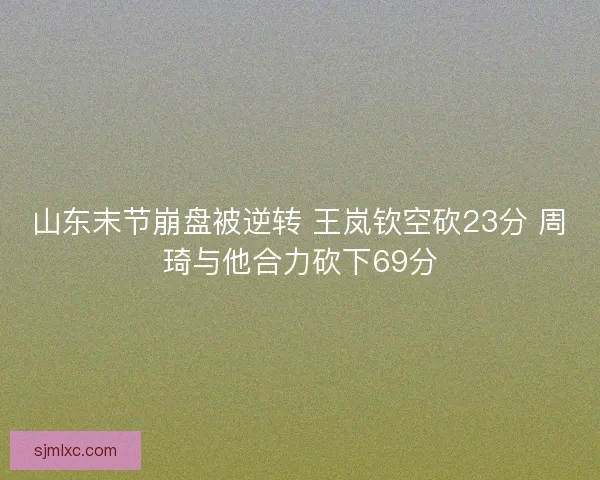 山东末节崩盘被逆转 王岚钦空砍23分 周琦与他合力砍下69分