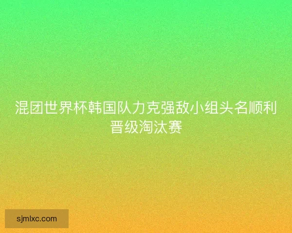 混团世界杯韩国队力克强敌小组头名顺利晋级淘汰赛 混团世界杯韩国队力克强敌小组头名顺利晋级淘汰赛