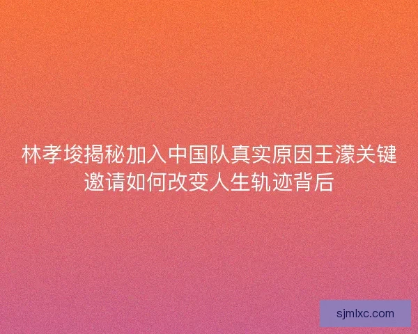 林孝埈揭秘加入中国队真实原因王濛关键邀请如何改变人生轨迹背后 林孝埈揭秘加入中国队真实原因王濛关键邀请如何改变人生轨迹背后