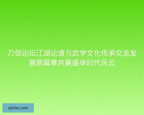 刀剑论坛江湖论道与武学文化传承交流发展新篇章共襄盛举时代风云