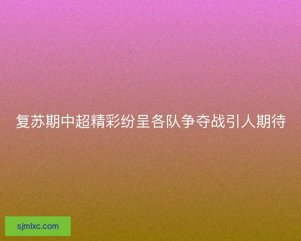复苏期中超精彩纷呈各队争夺战引人期待